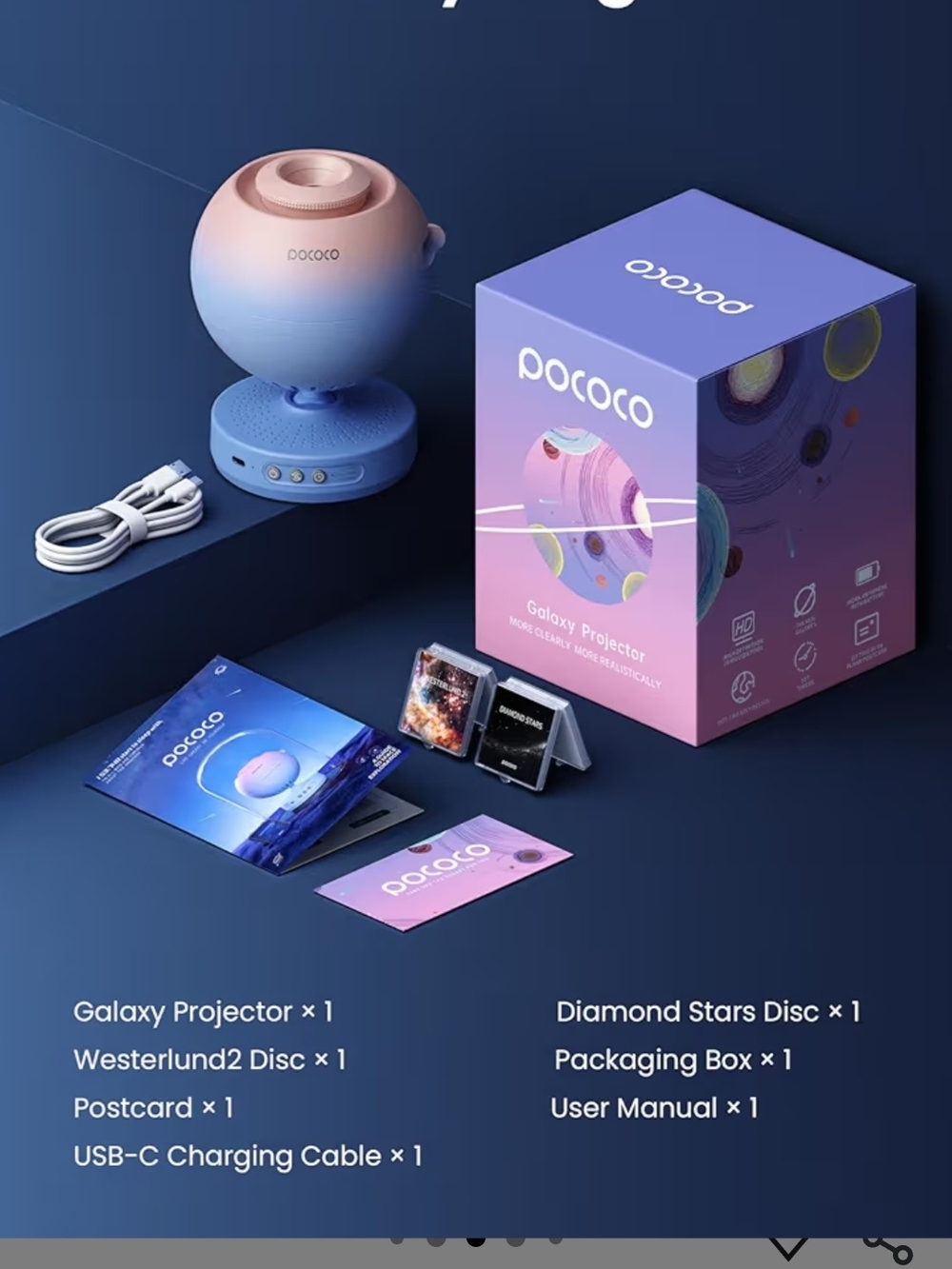 POCOCO Galaxy Projector - Pink to Blue Gradient